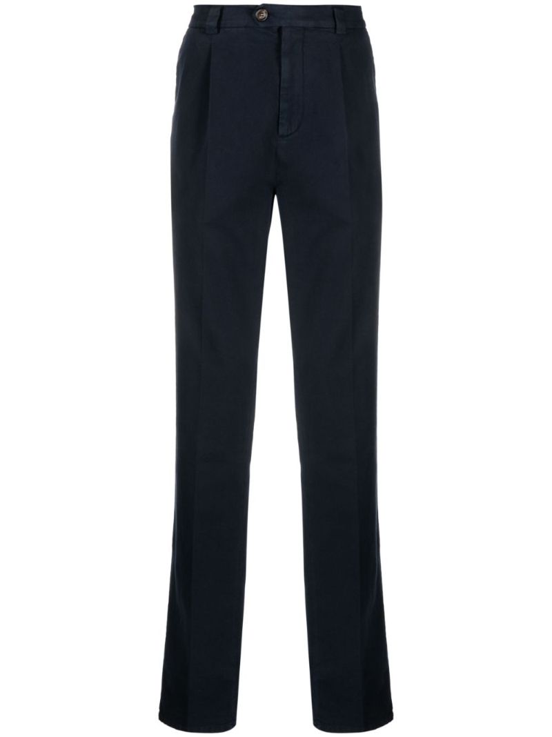 Blue Straight-leg Cotton Trousers