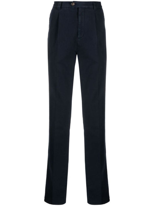 Blue Straight-leg Cotton Trousers