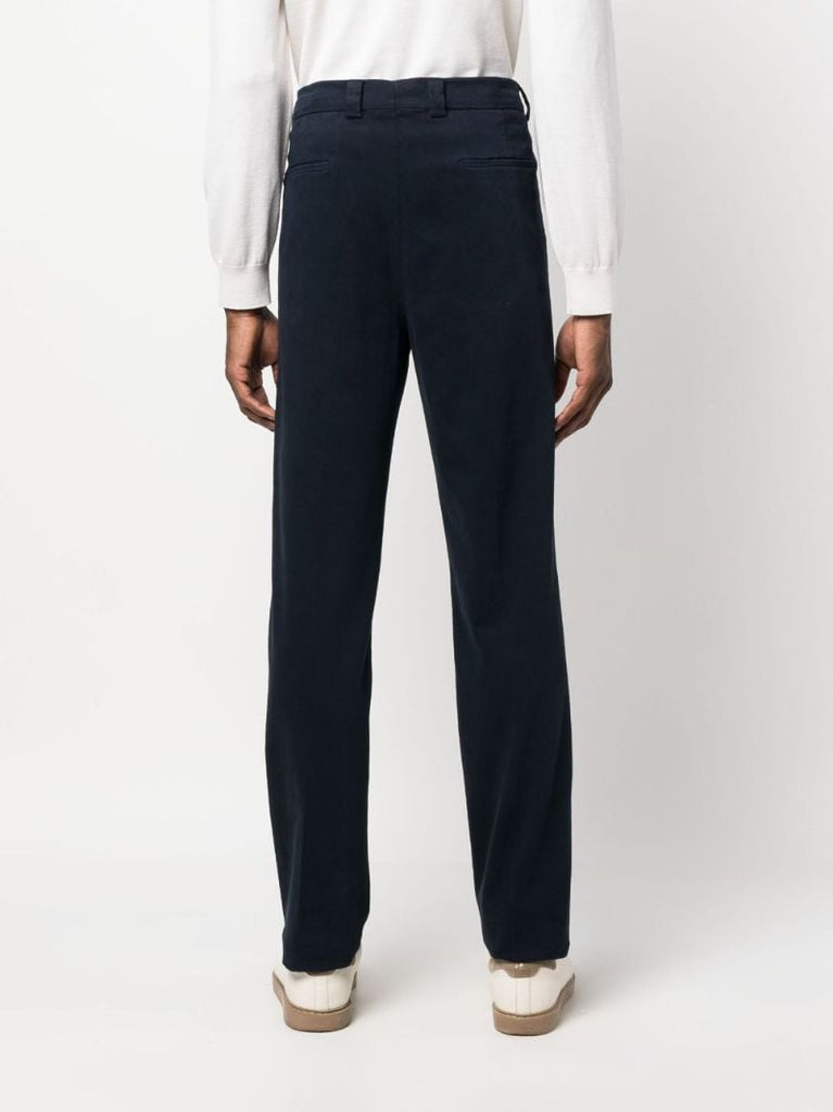 Blue Straight-leg Cotton Trousers