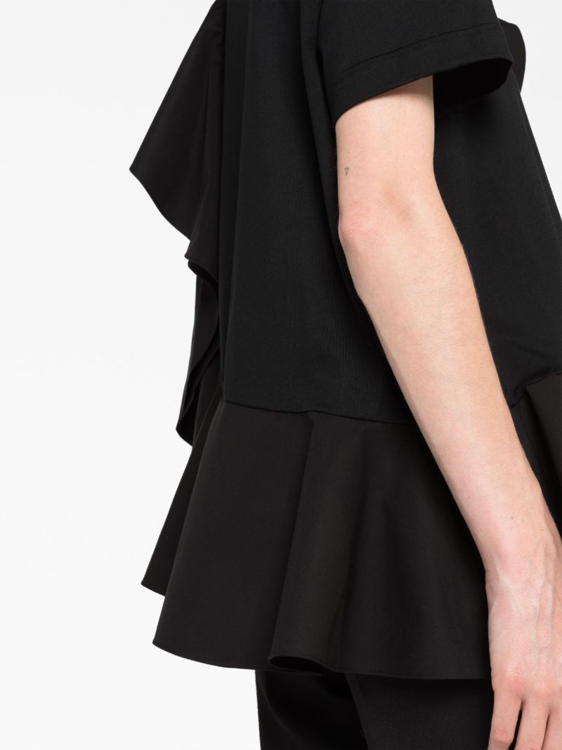 Black Asymmetric Ruffled T-shirt