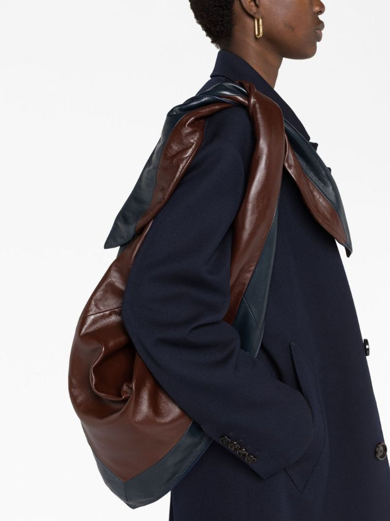 Brown Bandana Leather Shoulder Bag