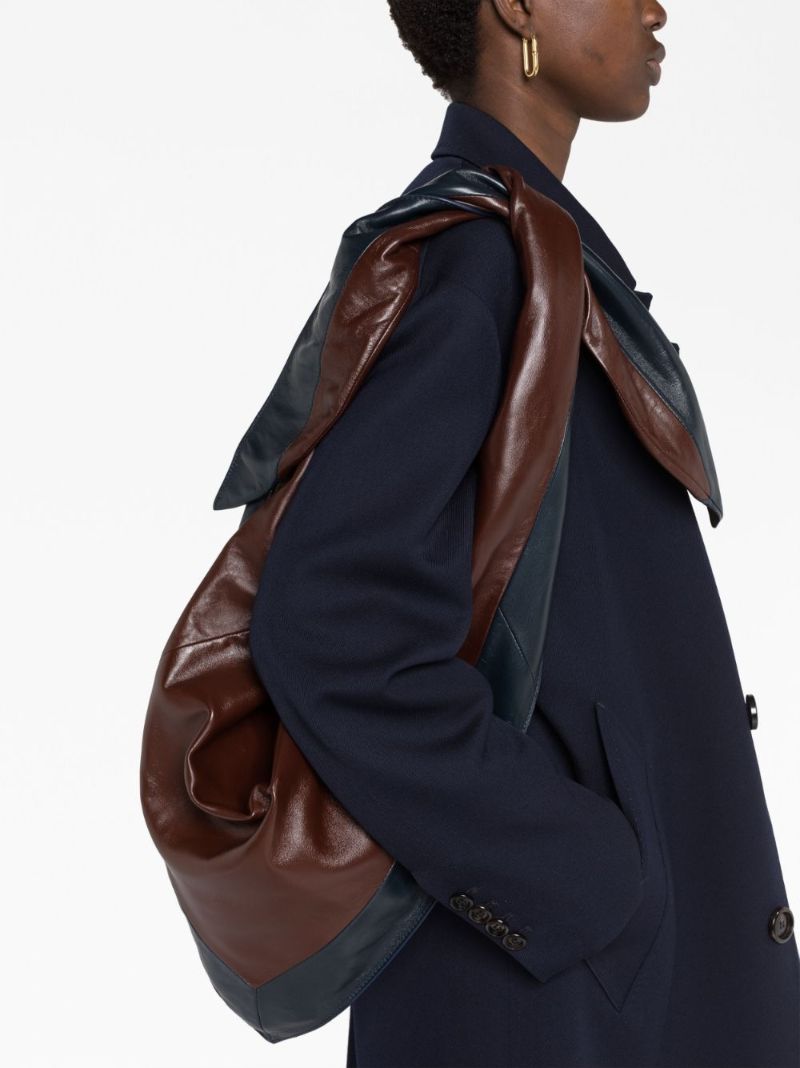 Brown Bandana Leather Shoulder Bag