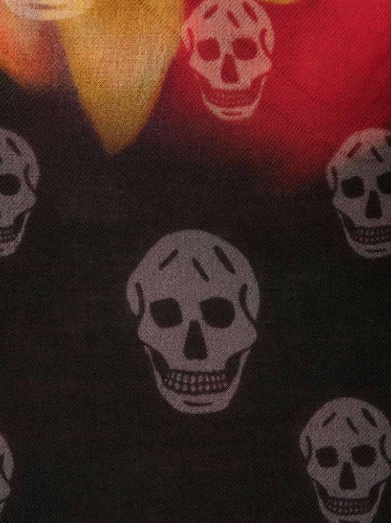Black Wool Skull Print Scarf