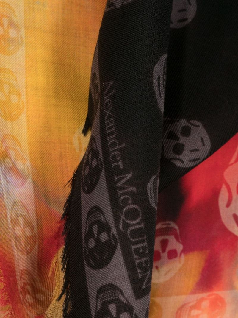 Black Wool Skull Print Scarf