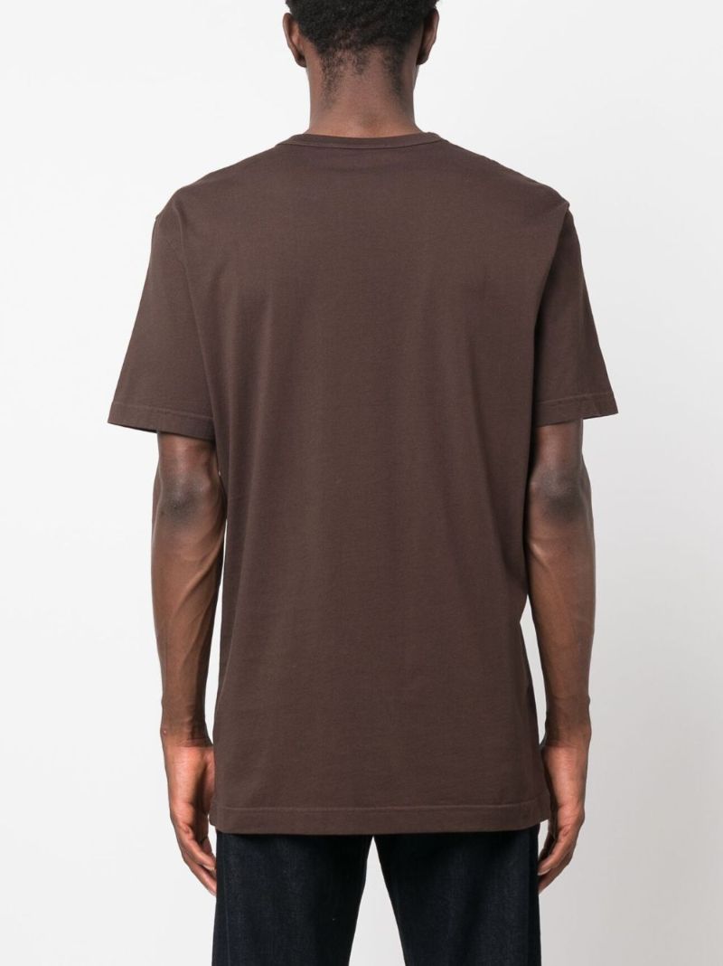 Brown Coin-print Cotton T-shirt