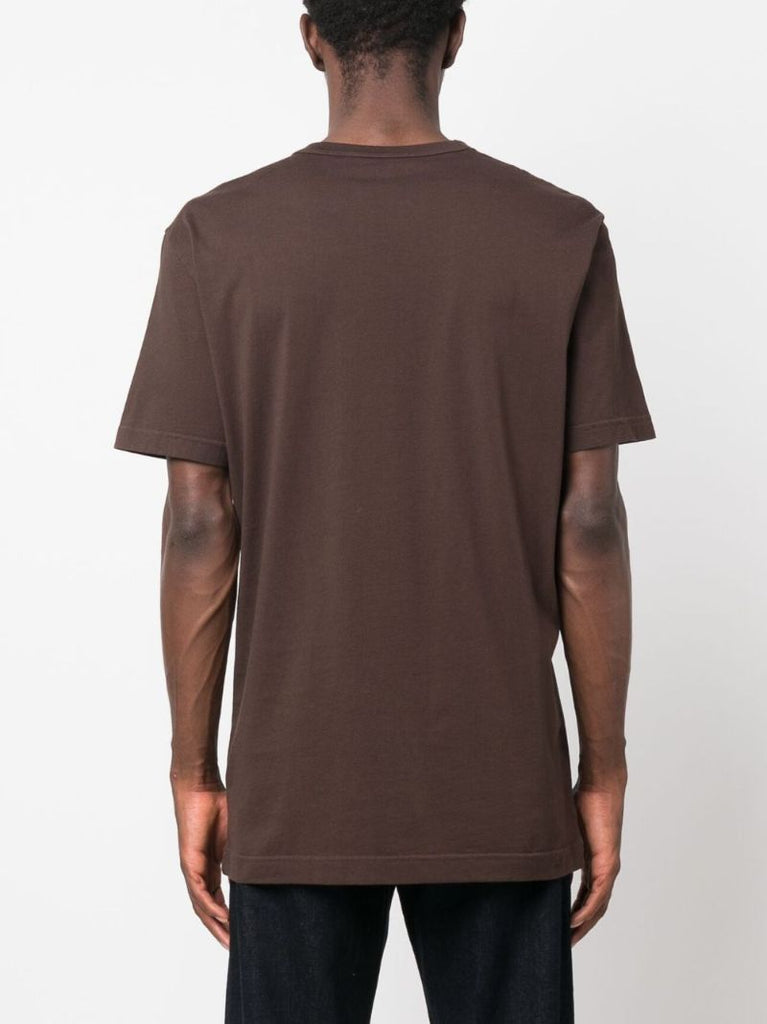 Brown Coin-print Cotton T-shirt