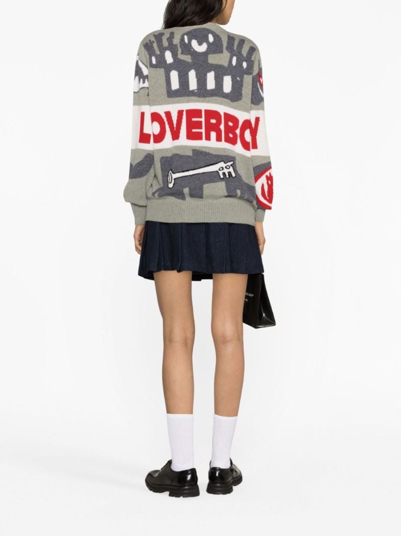 Grey Logo-intarsia Wool Sweater