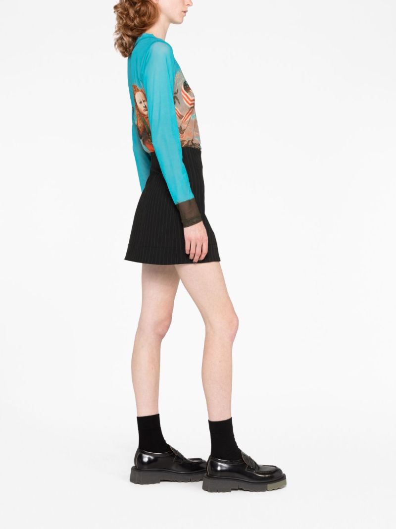Blue Powermesh Long-sleeve Top