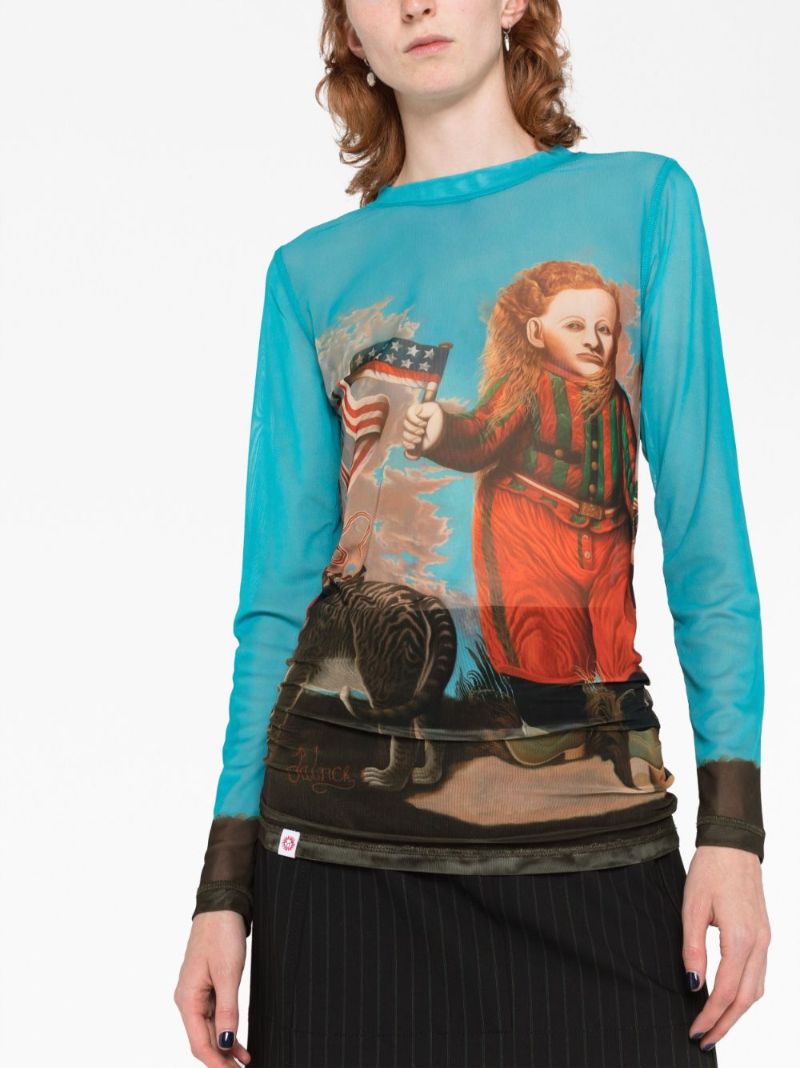 Blue Powermesh Long-sleeve Top
