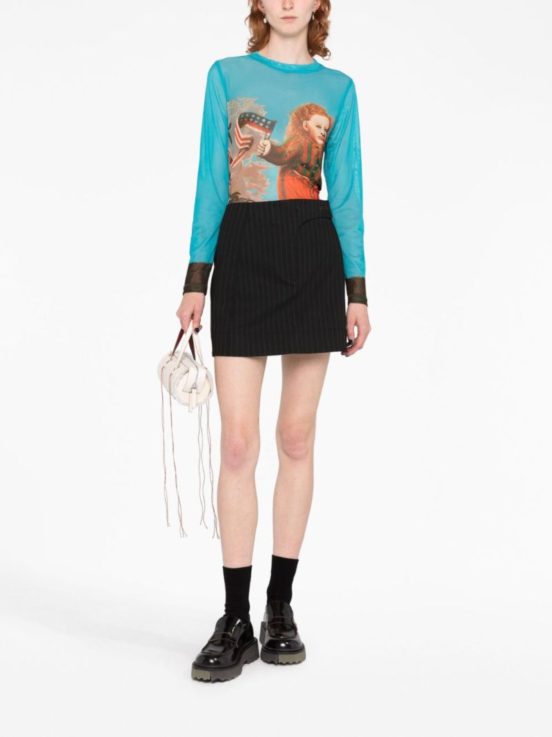 Blue Powermesh Long-sleeve Top