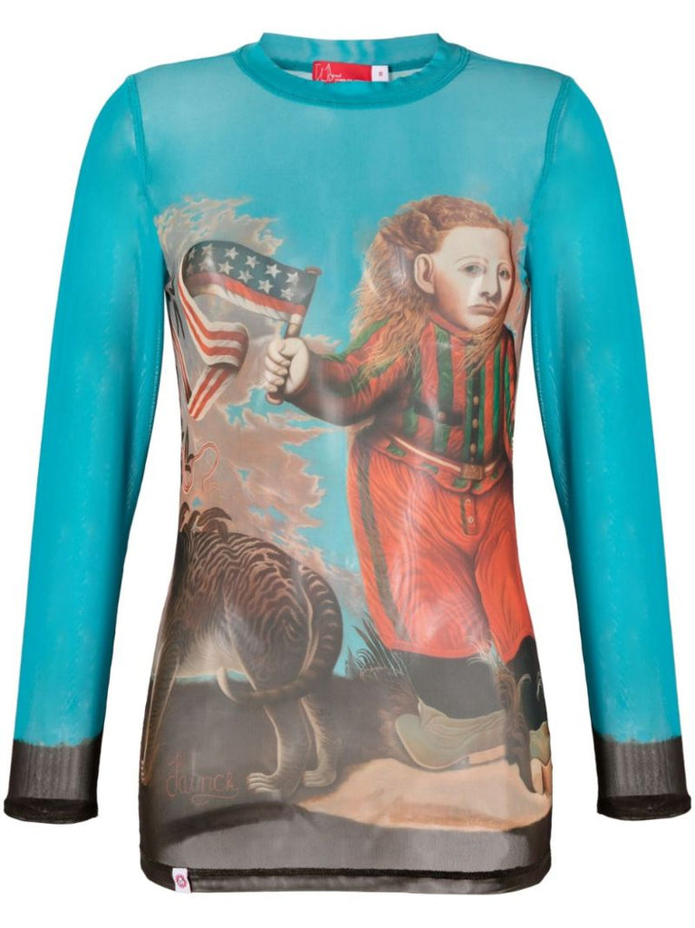 Blue Powermesh Long-sleeve Top