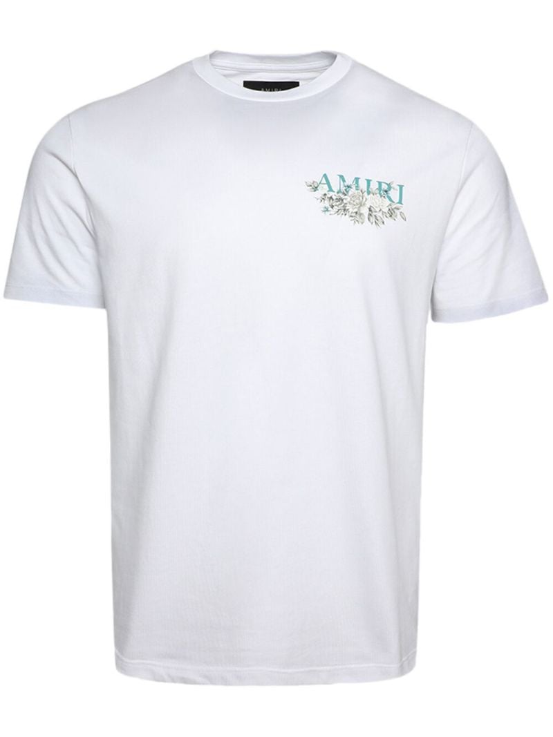 White Logo Print Cotton T-shirt