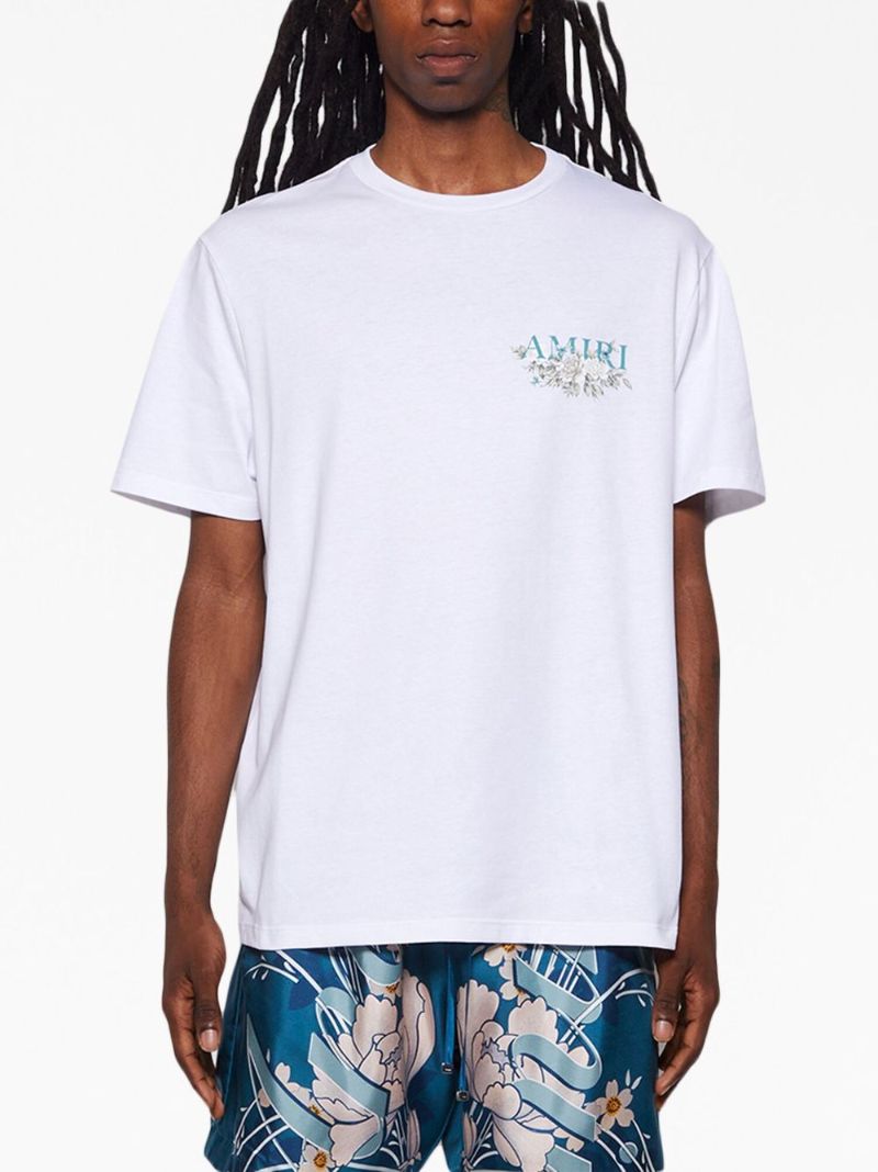 White Logo Print Cotton T-shirt