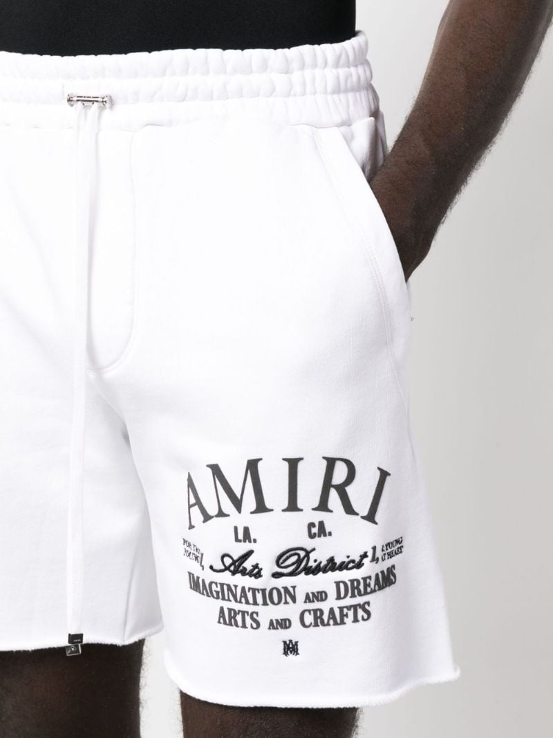 White Logo Print Track Shorts