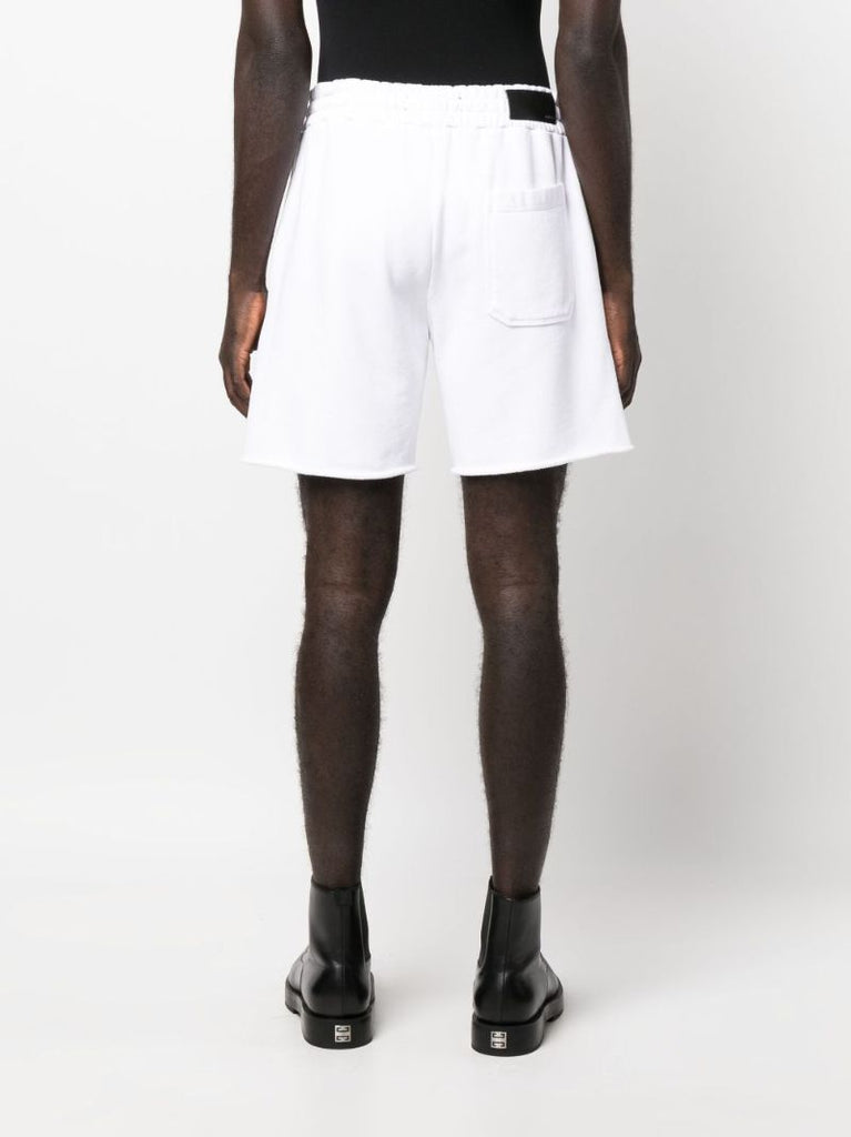 White Logo Print Track Shorts