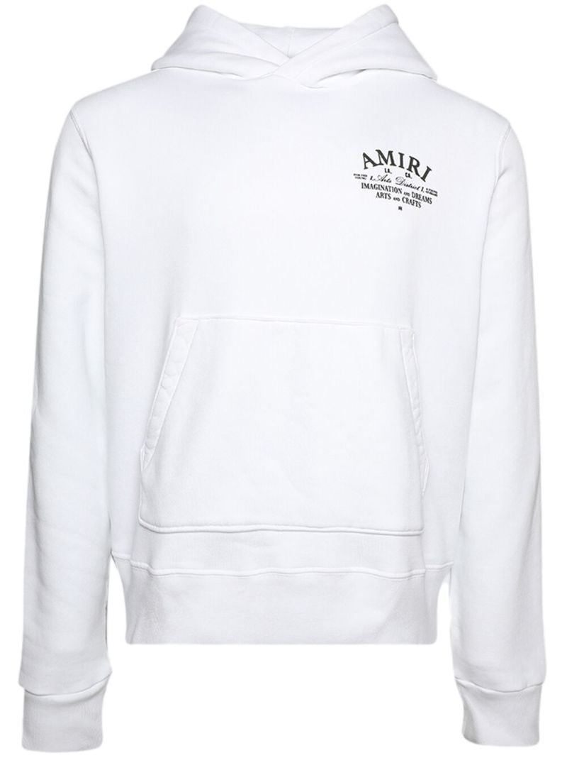 White Logo Print Cotton Hoodie