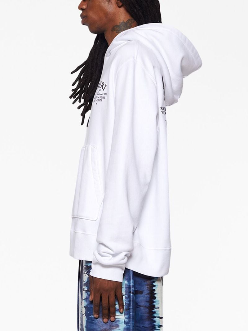 White Logo Print Cotton Hoodie