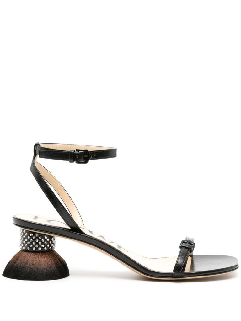Black Petal Brush 40 Leather Sandals
