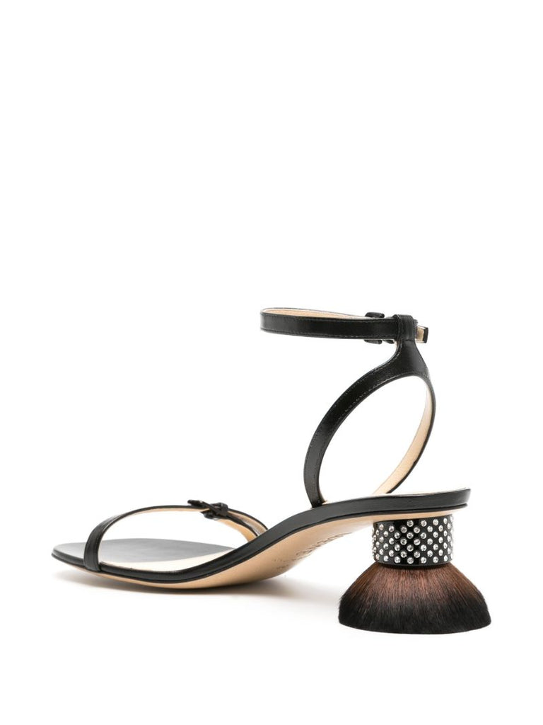 Black Petal Brush 40 Leather Sandals