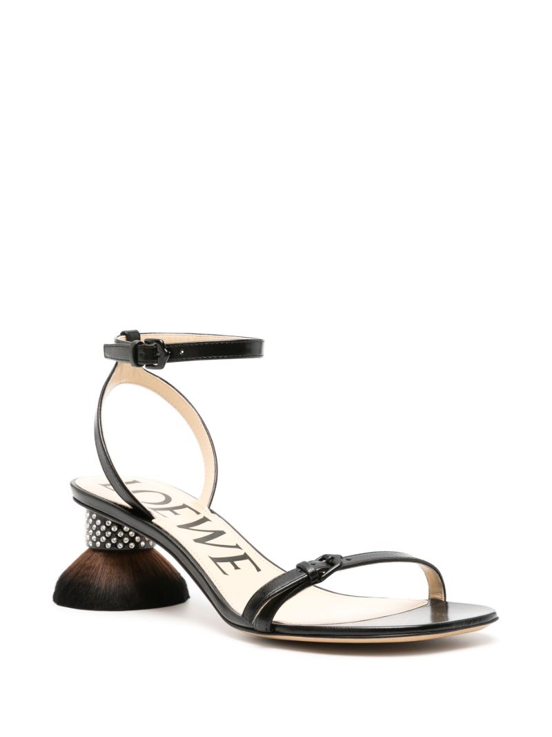 Black Petal Brush 40 Leather Sandals