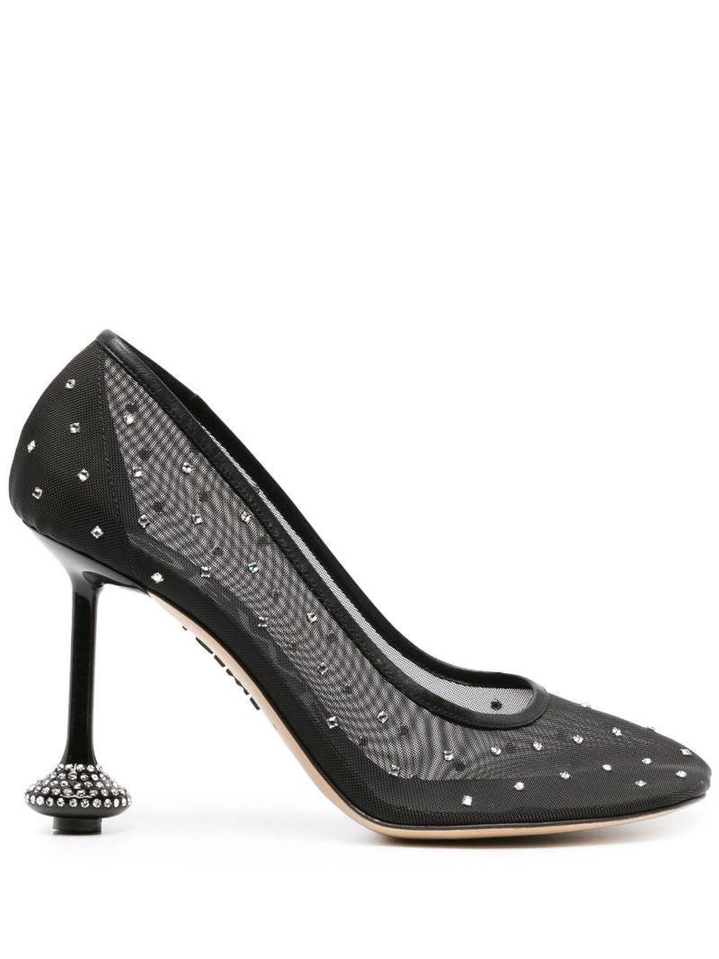 Black Toy 90 Crystal Mesh Pumps