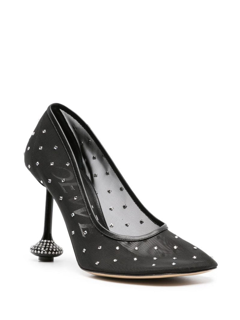 Black Toy 90 Crystal Mesh Pumps