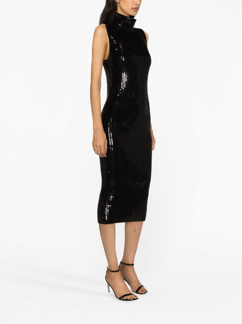 Black Sequin-embellished Knitted Midi Dress