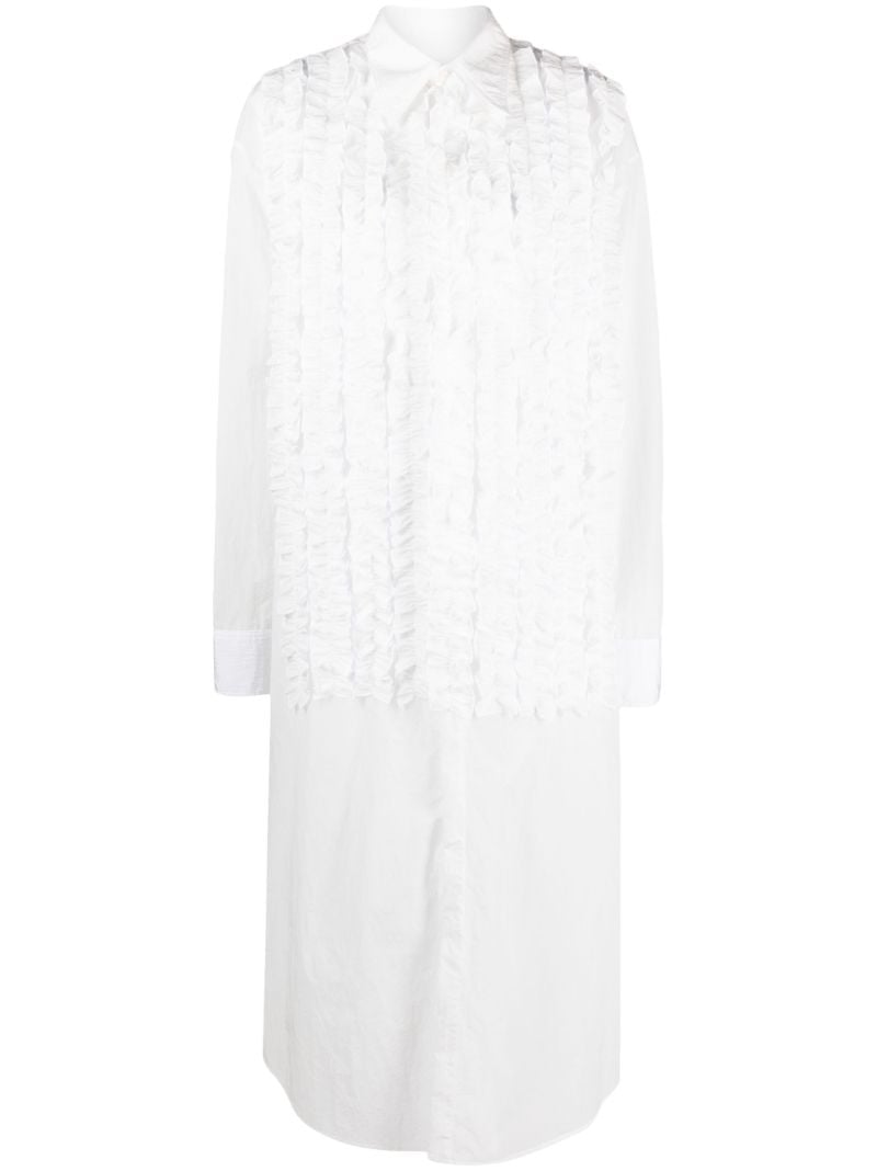 White Ruffled Shirt Dress