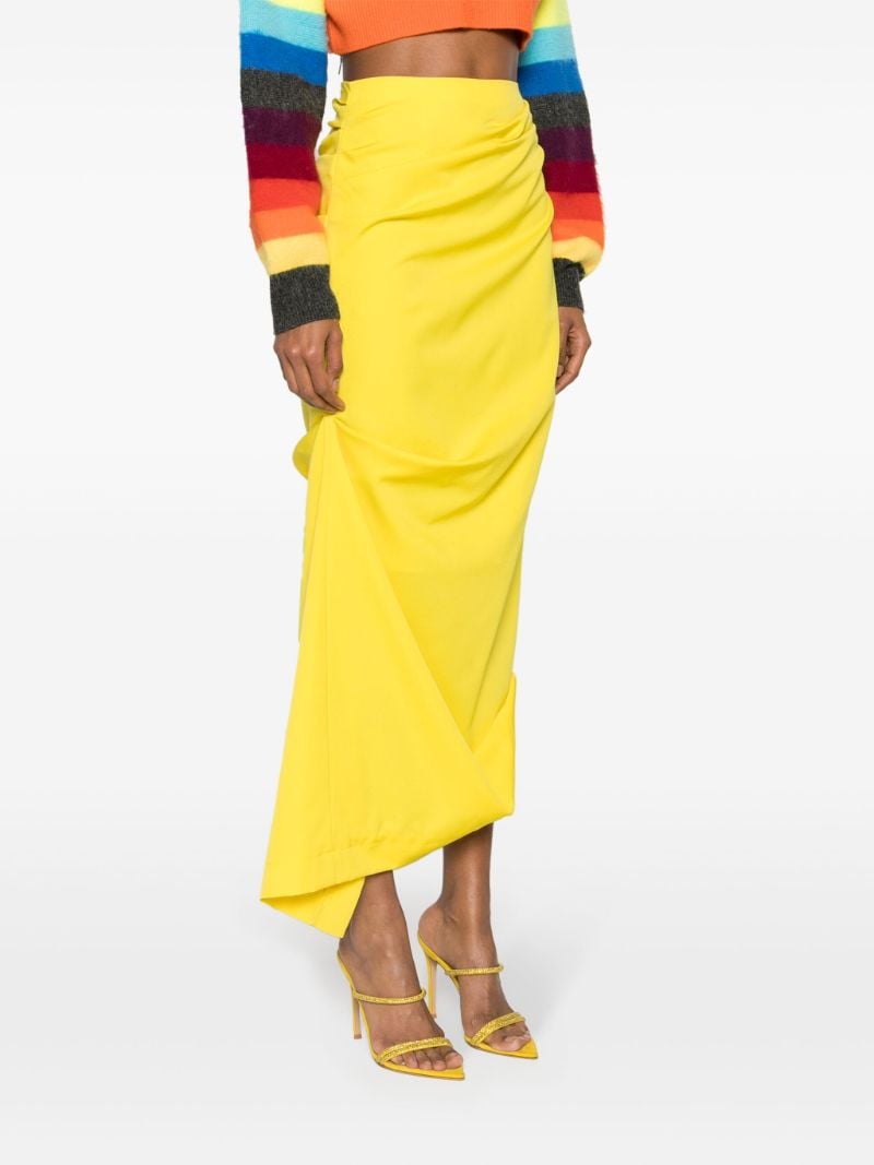 Yellow Asymmetric Wool Midi Skirt