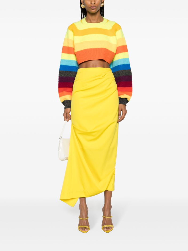 Yellow Asymmetric Wool Midi Skirt