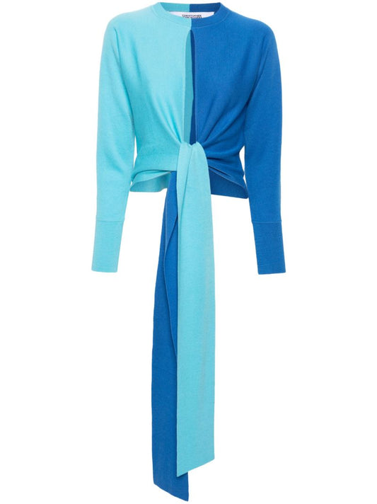 Blue Colour-block Wool Sweater