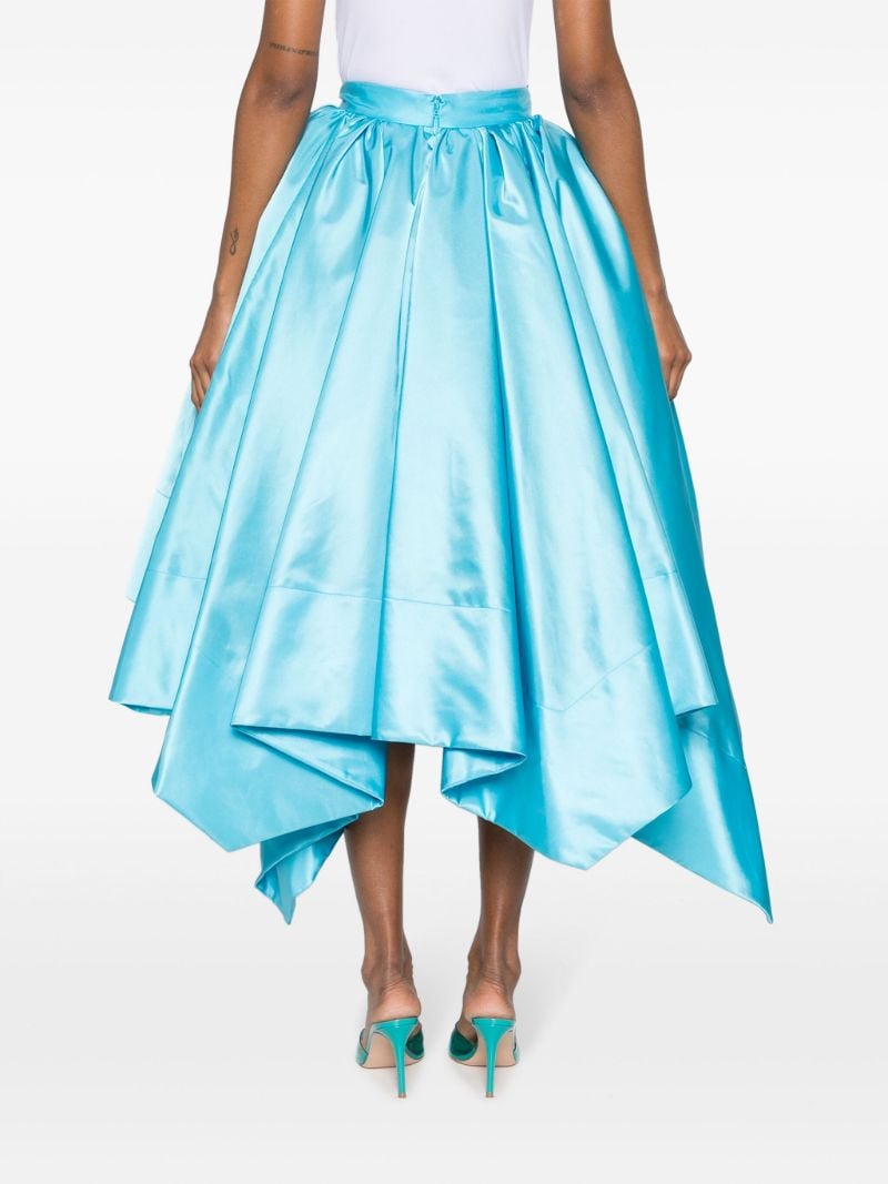 Blue Handkerchief Satin Midi Skirt