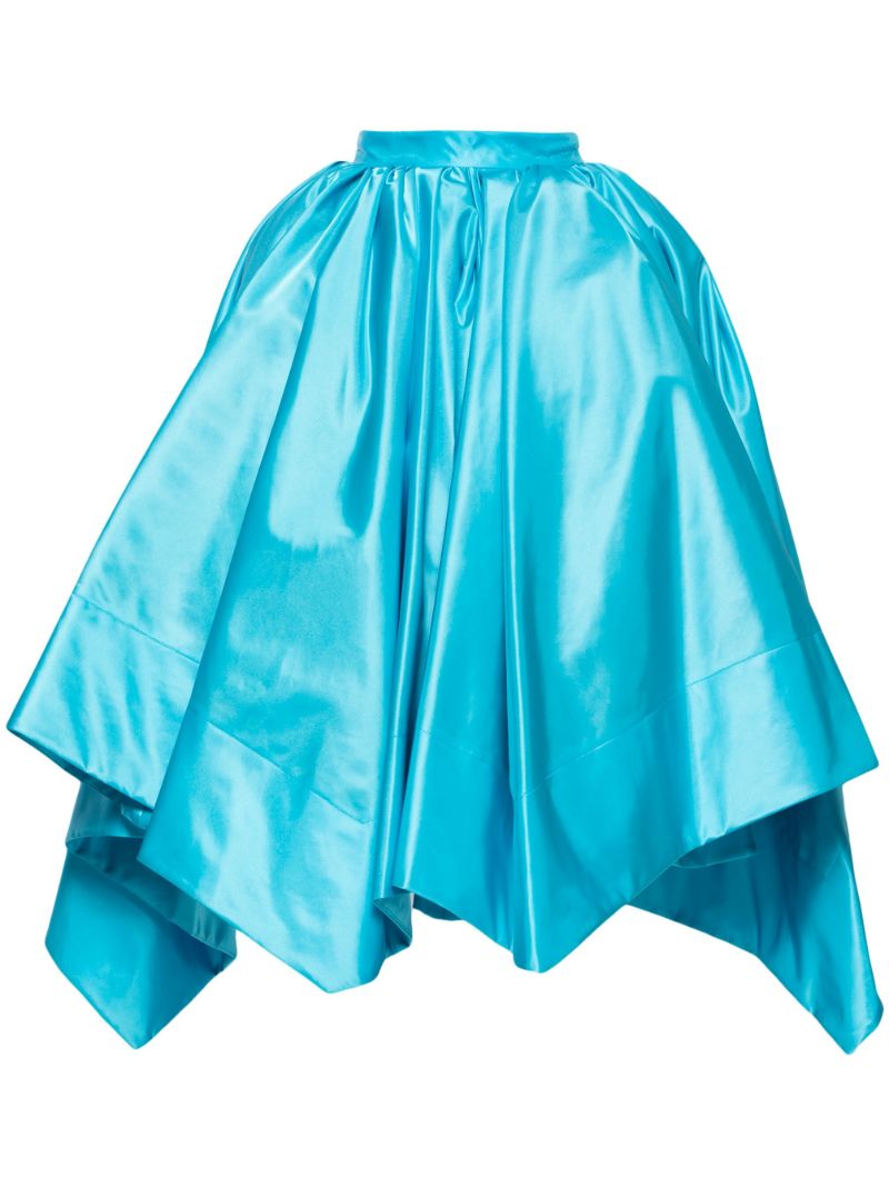 Blue Handkerchief Satin Midi Skirt