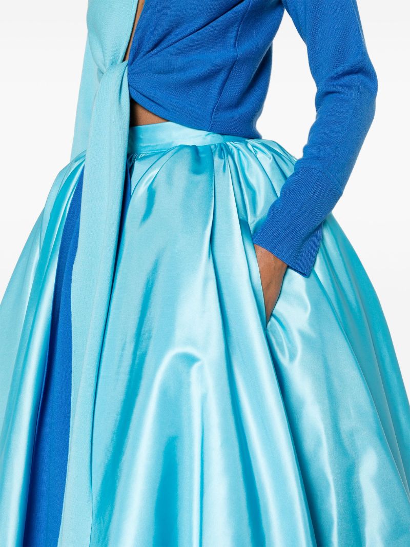 Blue Handkerchief Satin Midi Skirt
