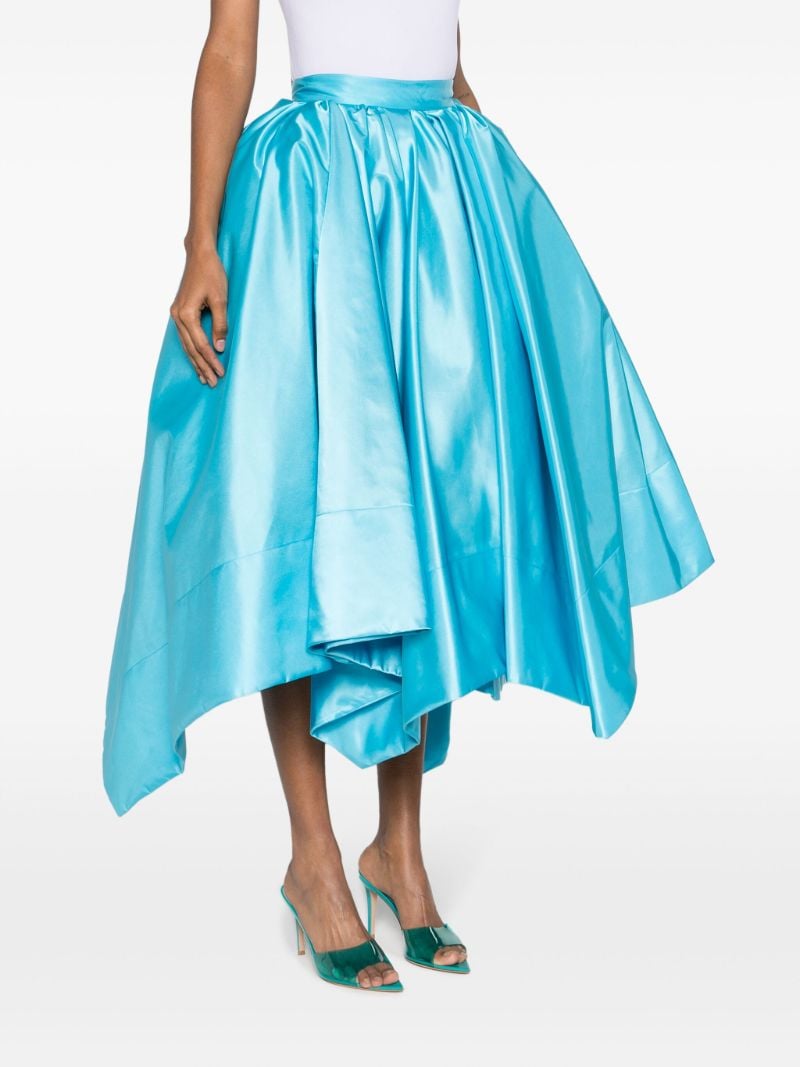 Blue Handkerchief Satin Midi Skirt
