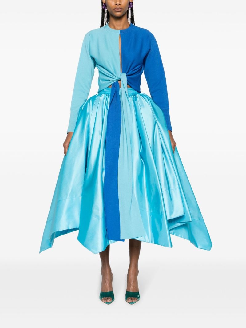 Blue Handkerchief Satin Midi Skirt