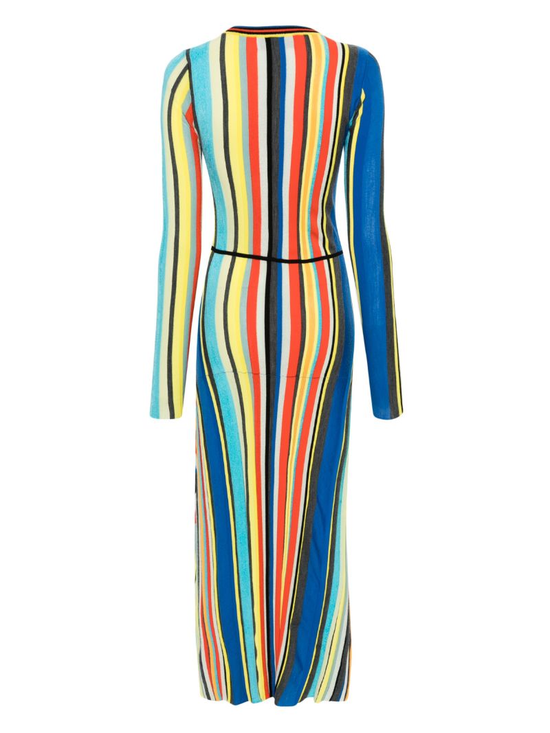 Multicolour Stripe-pattern Chenille Dress