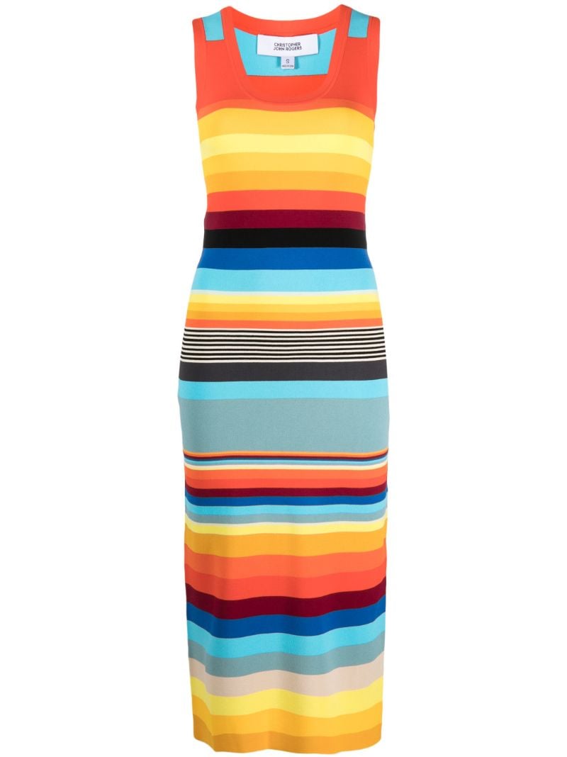 Multicolour Striped Midi Dress