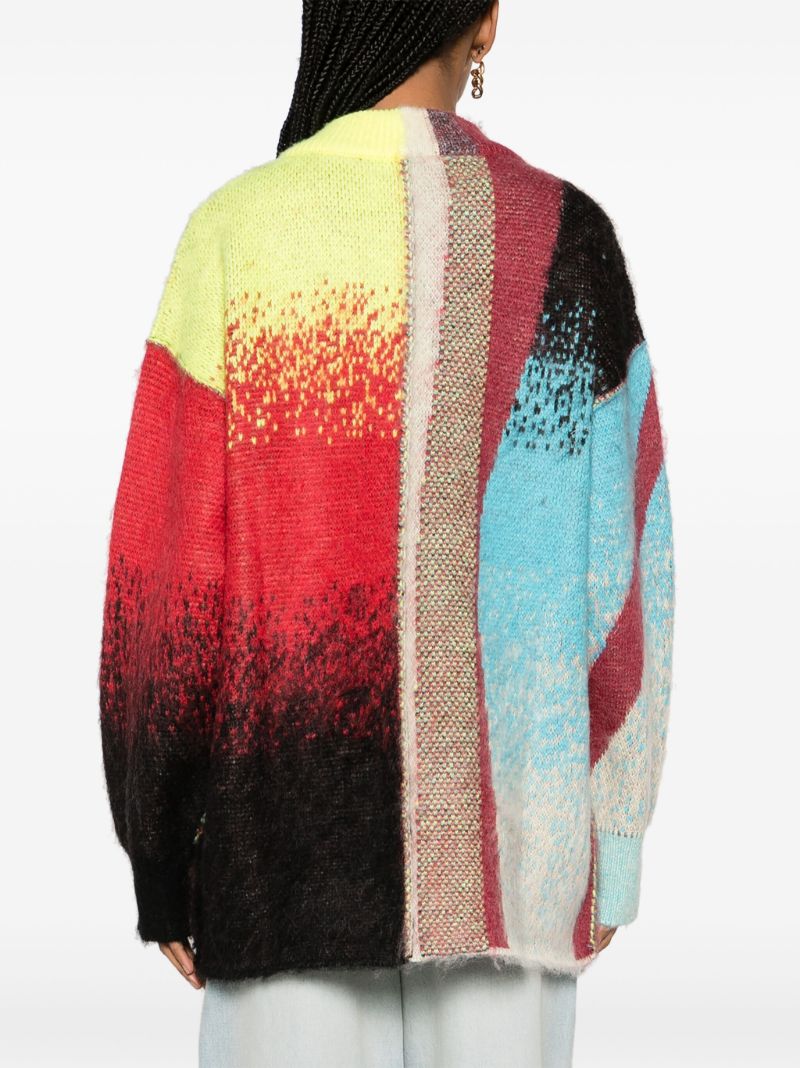 Multicolour Abstract-intarsia Brushed Sweater