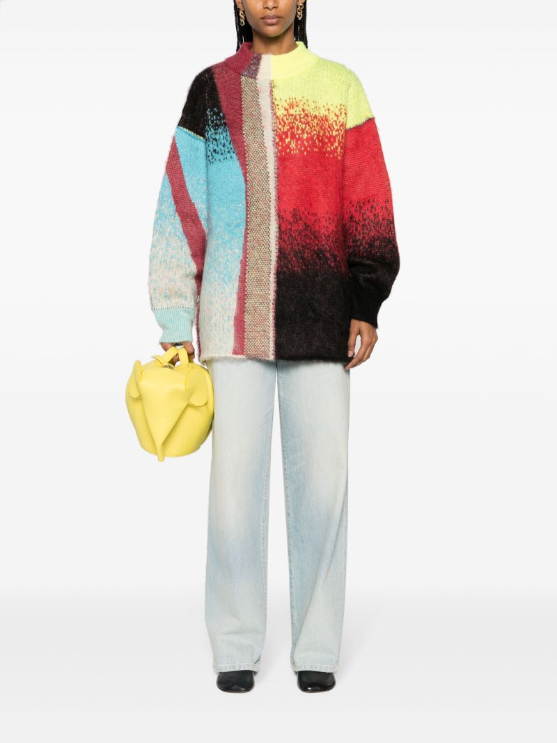 Multicolour Abstract-intarsia Brushed Sweater