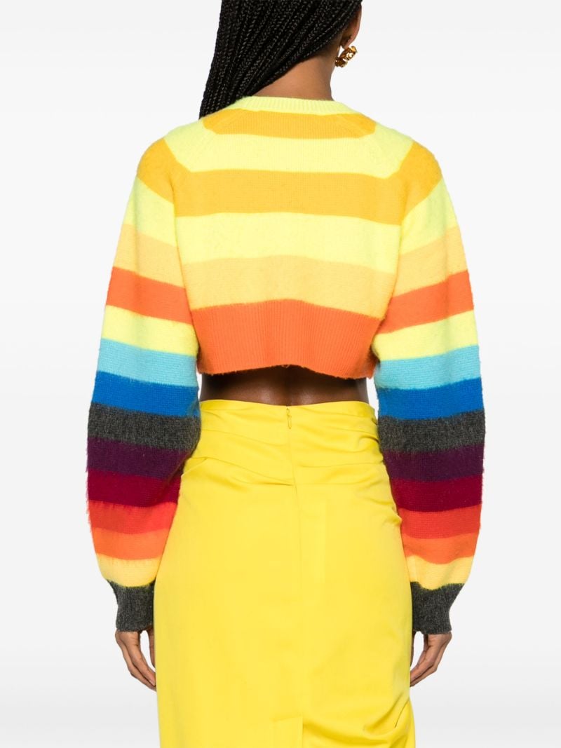 Yellow Striped Crop Wool Sweater