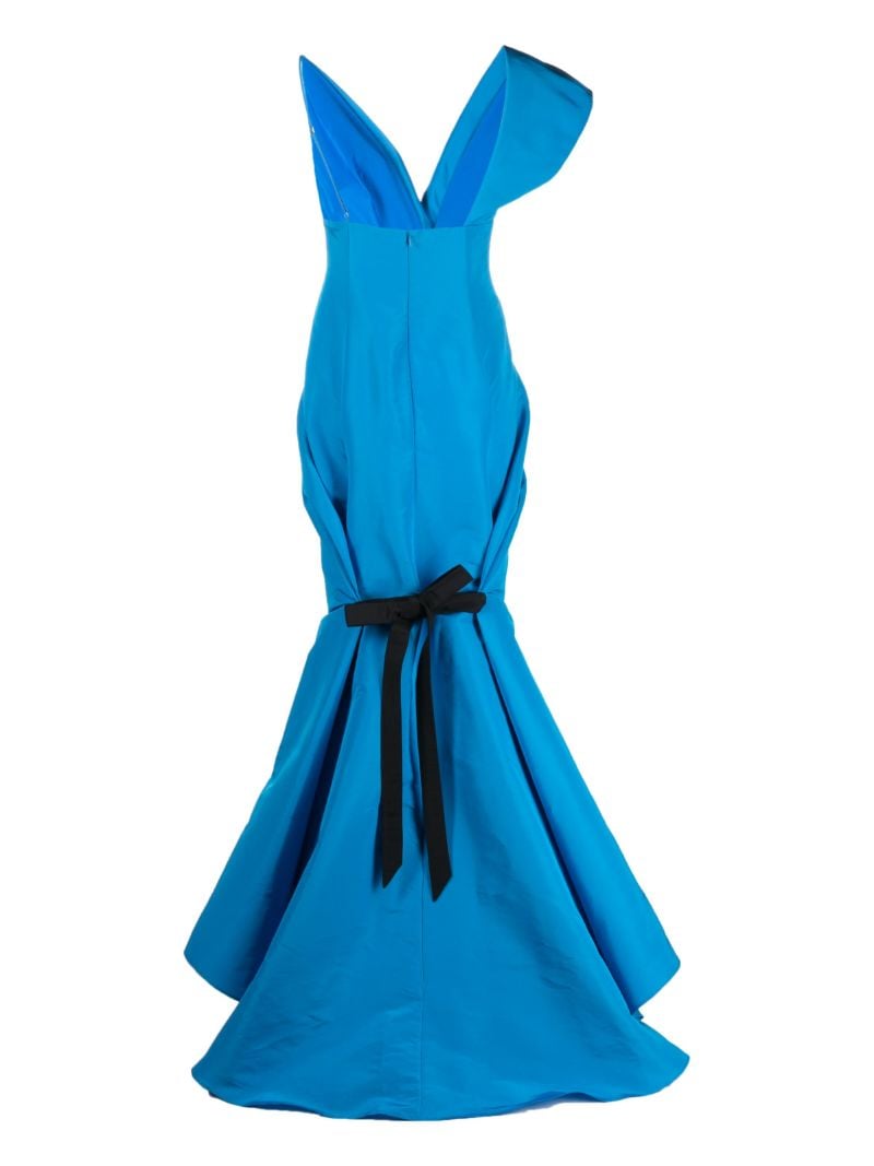 Blue Asymmetric Silk Trumpet Gown