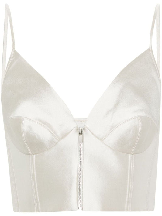 Neutral Zipped Bralette Top