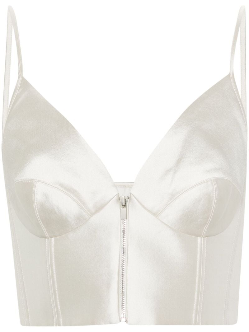 Neutral Zipped Bralette Top