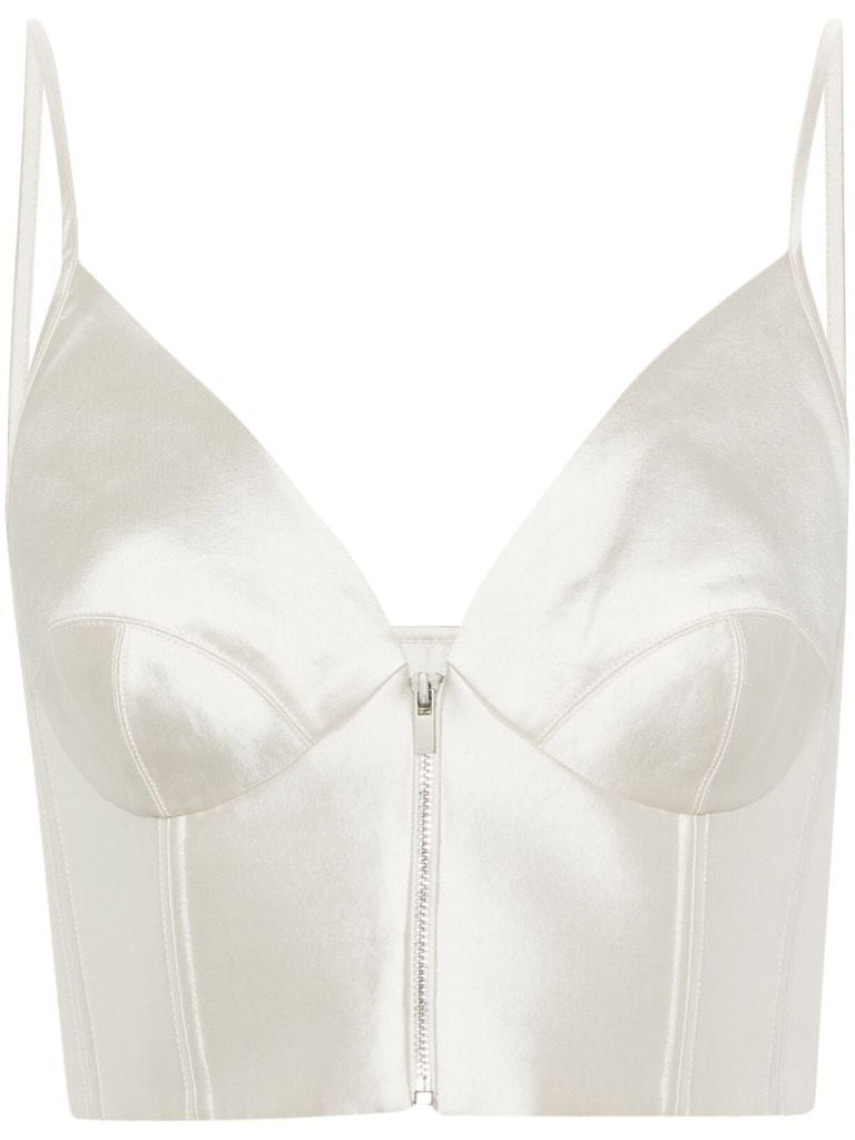Neutral Zipped Bralette Top