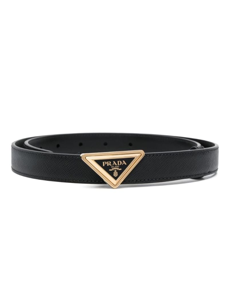 Black Triangle Logo Leather Belt