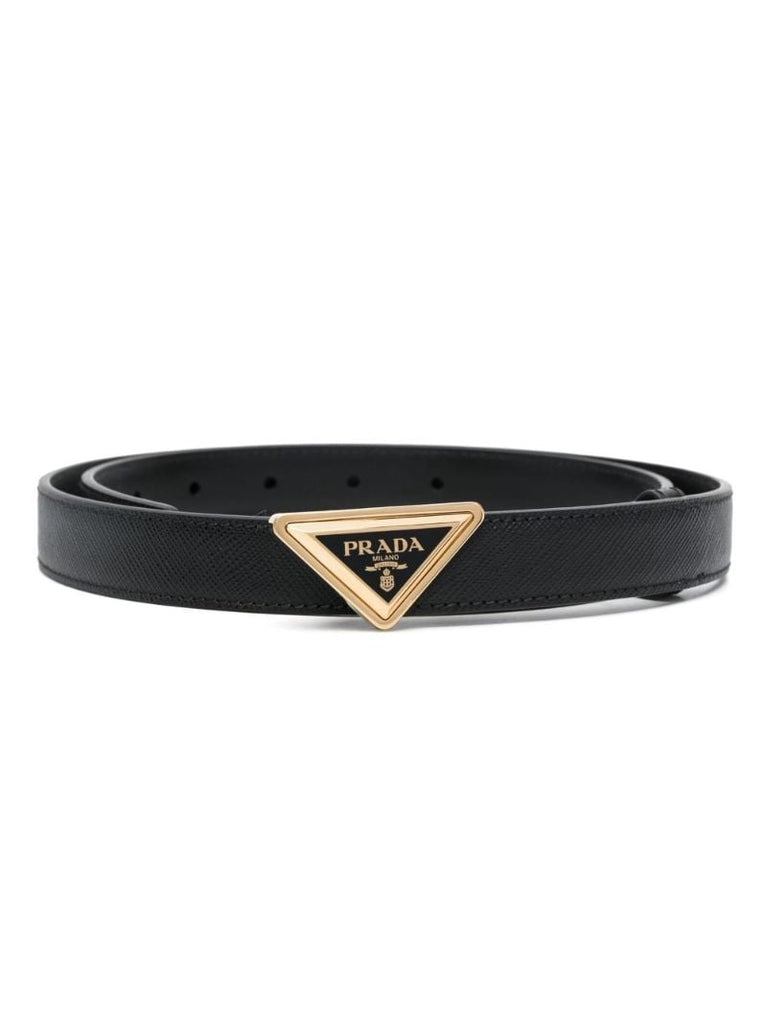 Black Triangle Logo Leather Belt