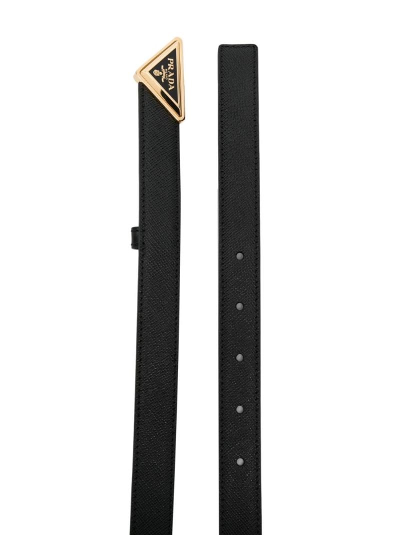 Black Triangle Logo Leather Belt