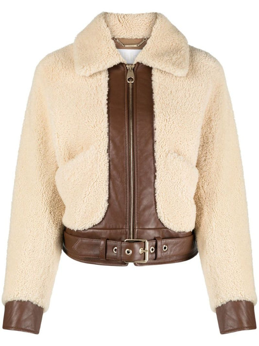 Beige Shearling Leather Jacket