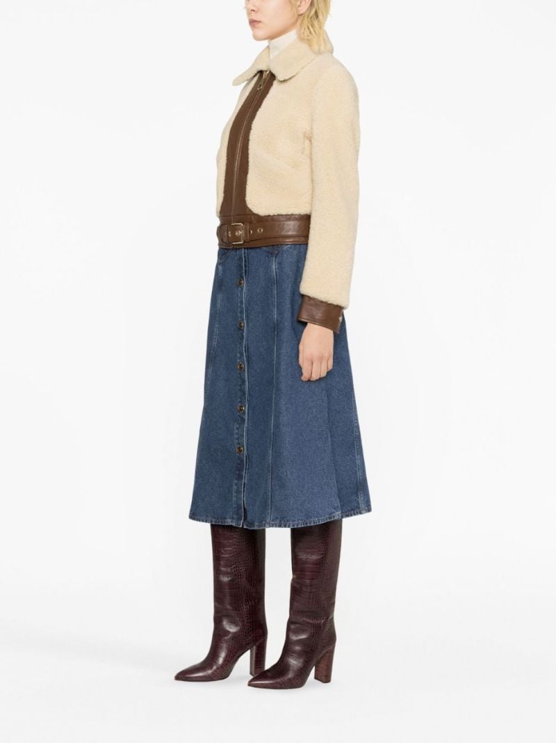 Beige Shearling Leather Jacket